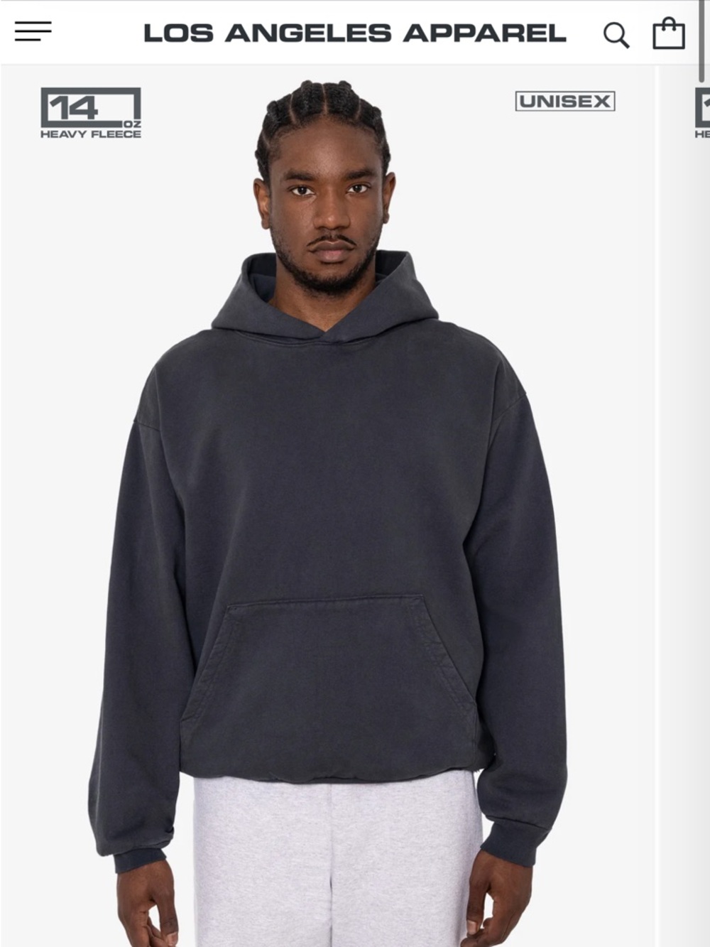 LOS ANGELES APPAREL HEAVY FLEECE HOODIE